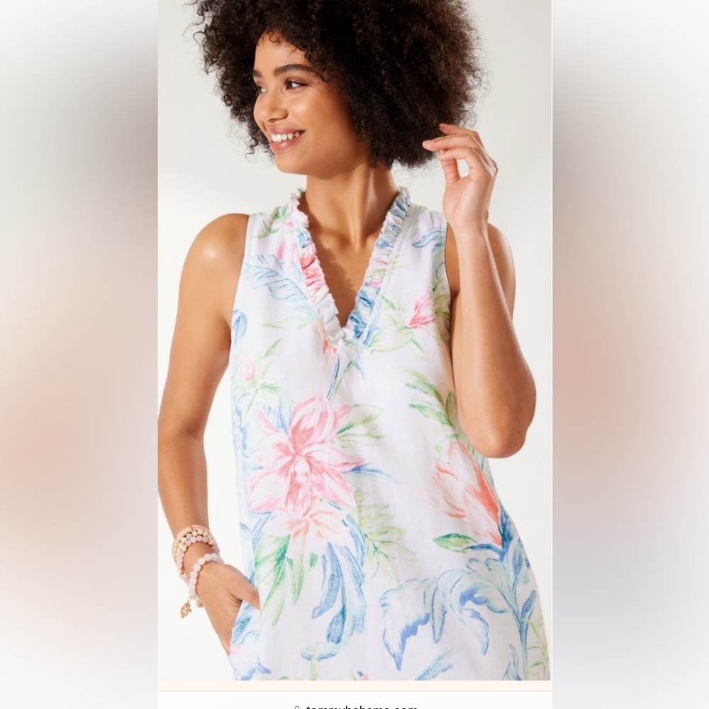 Tommy Bahama Maya Meadows Ruffle Shift Dress Size L
